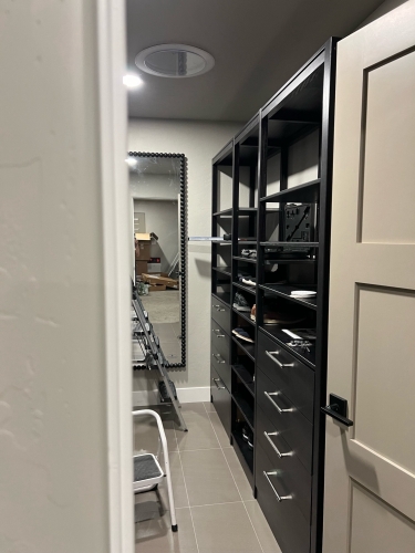 Customer photo of a Lundia closet in our Painted Black finish