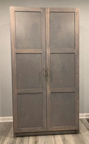 Customer photo of a Lundia closet in our Gray Wash finish