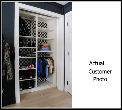 55-inch solid wood reach-in closet system installed in a customer's home
